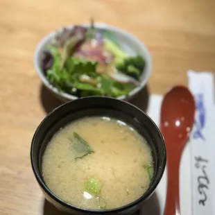 Miso soup and salad