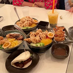 2. Tonkotsu Ramen, Chicken Karaage Don, Gyoza, Japanese Pork Bun, Japanese Chicken Bun, Bubble Tea,
