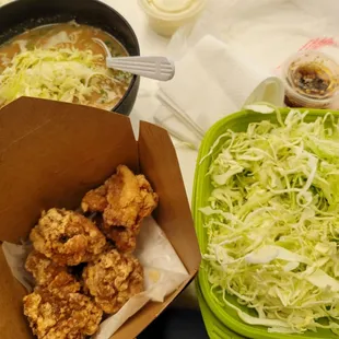 The Karaage + Secret Menu grabs &amp; hack: $5 Bowl of Miso Bone Broth with $1.99 Shredded Cabbage salad from marketplace to go section