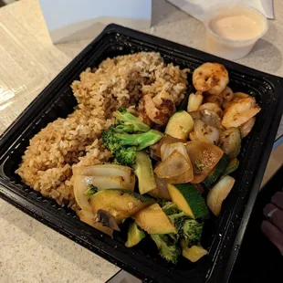 a meal in a takeout container