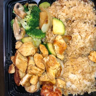 My &quot;special&quot; order of chicken, scallops and shrimp hibachi.