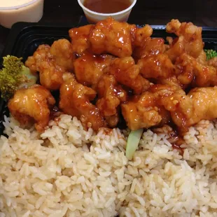 Yummy Chicken. Crispy breaded chicken with sauce.. Its delish!