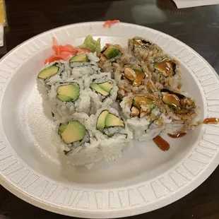 Avocado roll and peanut avocado roll