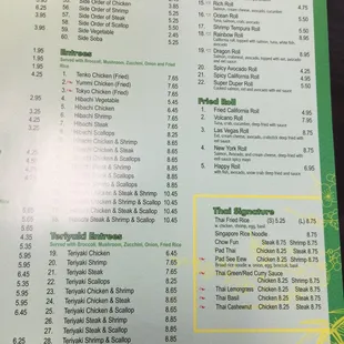 menu