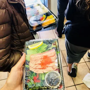 Bento box and seared salmon