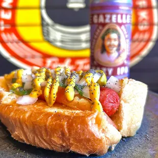 Chicago hot dog and a Chicago-brewery beer collaboration!