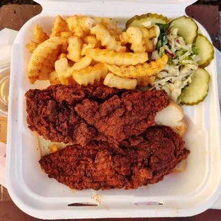 2 Tenders with Fries and Kale Slaw