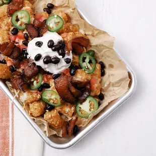 a pan of tater tots