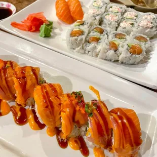sexiest man roll, salmon avocado roll, and snow crab rolls (instagram: @diningwithkels)