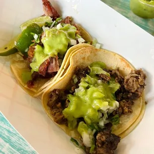 Taco Chicharron (left) and Taco Asada (right)