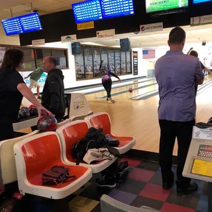 Pro bowler,Hall of Famer  and co owner Dana Mackie-MIller bowling in the Dick Tanner Memorial Tournament