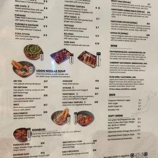 menu, sushi and sashimi
