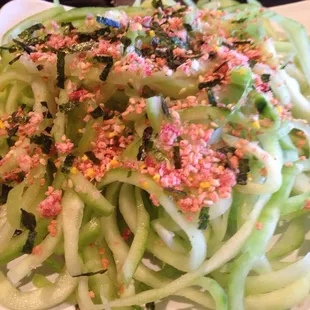 Plain Sunomono, Cucumber, furikake and vinegar.