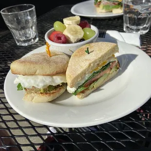 The &quot;Marion&quot; breakfast sandwich with fruit, and the &quot;Max&quot; bagel plus cream cheese.