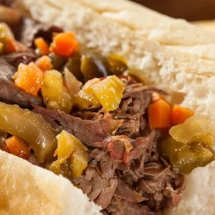 a beef sandwich and french fries