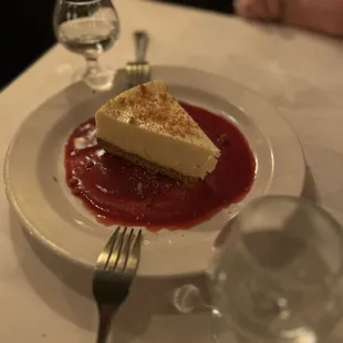 Cheese cake with Door County cherry sauce and grappa