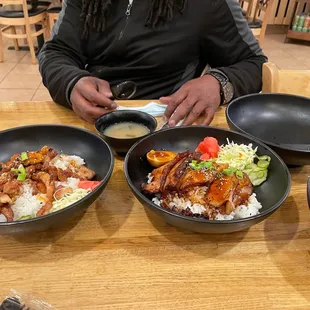 Gingeryaki Rice Bowl and Tenya Rice Bowl with 24hr Braiced Pork Chasyu