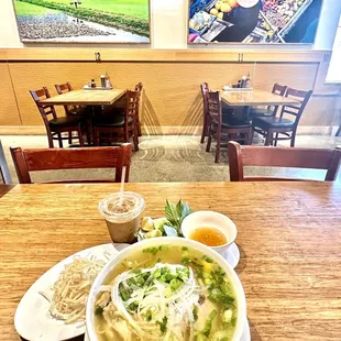 Delicious Pho Ga and Vietnamese iced coffee with the best indoor view in PDX!