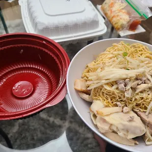 The take out bowl held all of that on the right! It's definitely filling with the soup!  - 3/2024