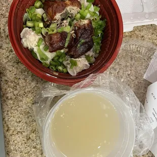 Ultimate bowl of leftover duck scraps and mystery soup