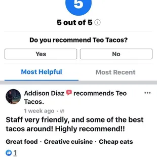 a list of tacos on facebook