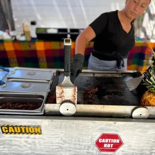 a woman preparing food