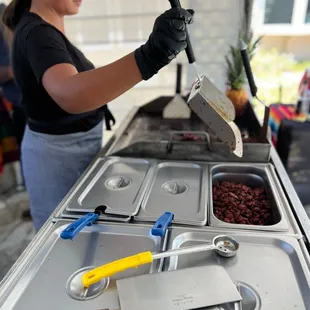 a woman preparing food