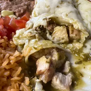 Loaded green chicken enchilada