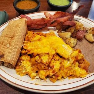 Migas Rojas (these cone in a ranchera sauce)