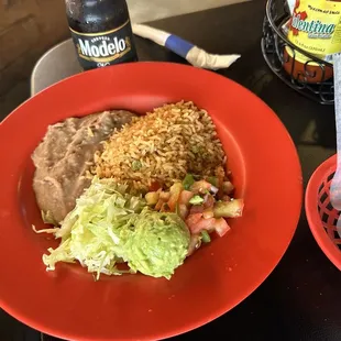 Rice/beans/sides with the steak