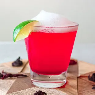 Hibiscus Margarita with Salt Foam