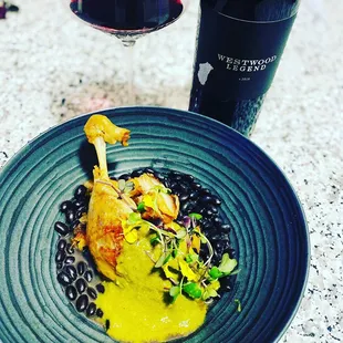 Duck confit, black beans and green pipián
