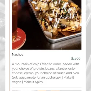 the menu of the restaurant