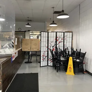 Inside the restaurant.