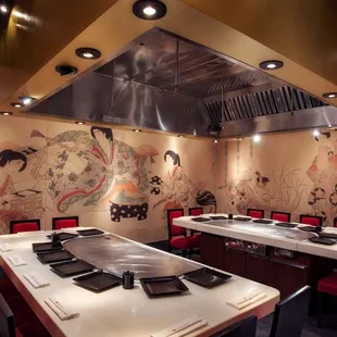 interior, sushi and sashimi