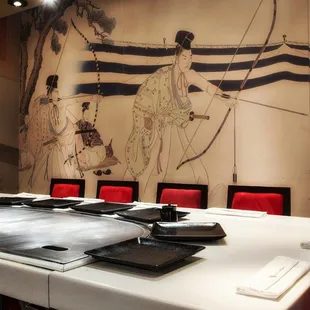 interior, sushi and sashimi