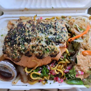 Salmon on Garlic Noodles