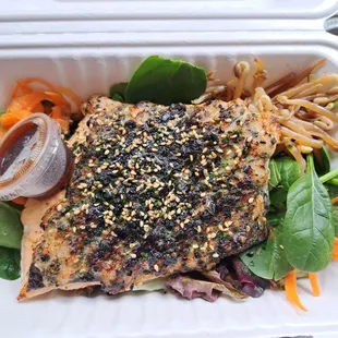 Salmon on Salad Greens