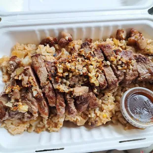 Garlic Steak on Fried Rice