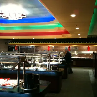 Sushi and Mongolian Barbeque in rear of this beautiful restaurant.