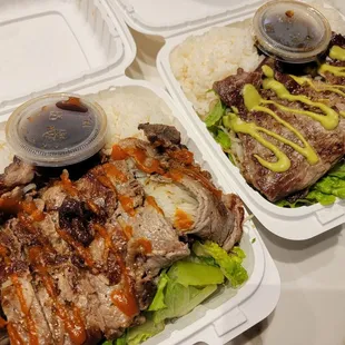 Steak rolls with spicy and wasabi