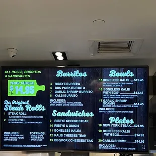 Menu board