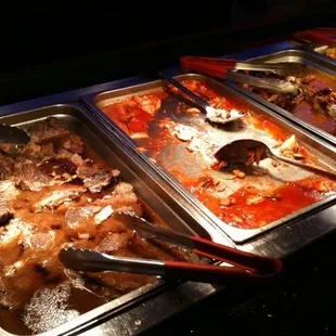 Roast beef and some fish and seafood