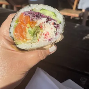 She&apos;s magic!  Mt. Fuji Sushi Burrito, salmon only