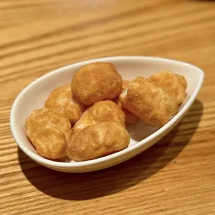 Kinako mochi puff - crunchy rice puffs flavored with wasanbon or Japanese fine powdered sugar plus kinako or roasted soybean flour