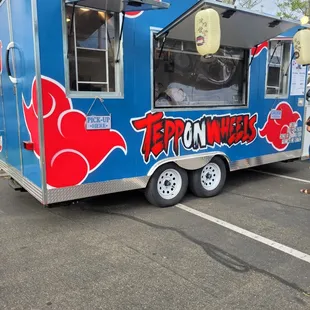 a food truck in a parking lot