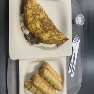 Roast pork Cachapas, 602. Tequeno De Queso Y Guayaba (5pcs)