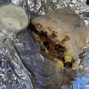Carne Burrito &amp; Garlic Sauce