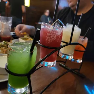 Margarita float L to R: Blue Agave, Blueberry, Coco Loco, Strawberry