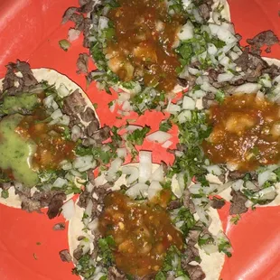 Carne asada tacos ( added extra salsa from salsa ba)